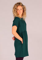 Short sleeve dress that sits above the knee made from 2 layers of cotton gauze