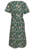 100 percent green cotton sundress with sleeves and pockets back