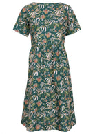 100 percent green cotton sundress with sleeves and pockets 