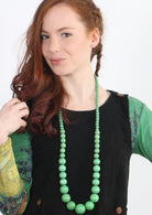 Long Wood Bead Necklace Green | Karma East Australia