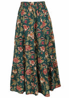 Back view of white 100% cotton skirt with elasticated waistband and drawstring