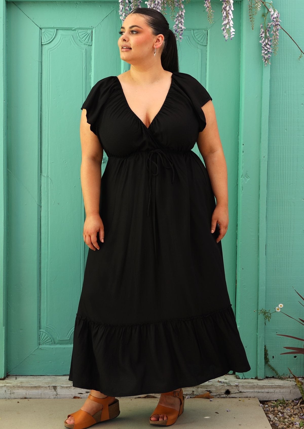 Black maxi boho outlet dress