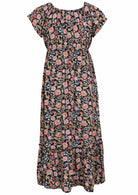 100 percent navy rayon floral maxi dress back