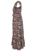 100 percent navy rayon floral maxi dress side