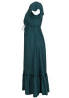 Teal long dress maxi dress on a white background