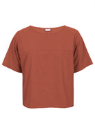 100% cotton rust shade top with round neckline