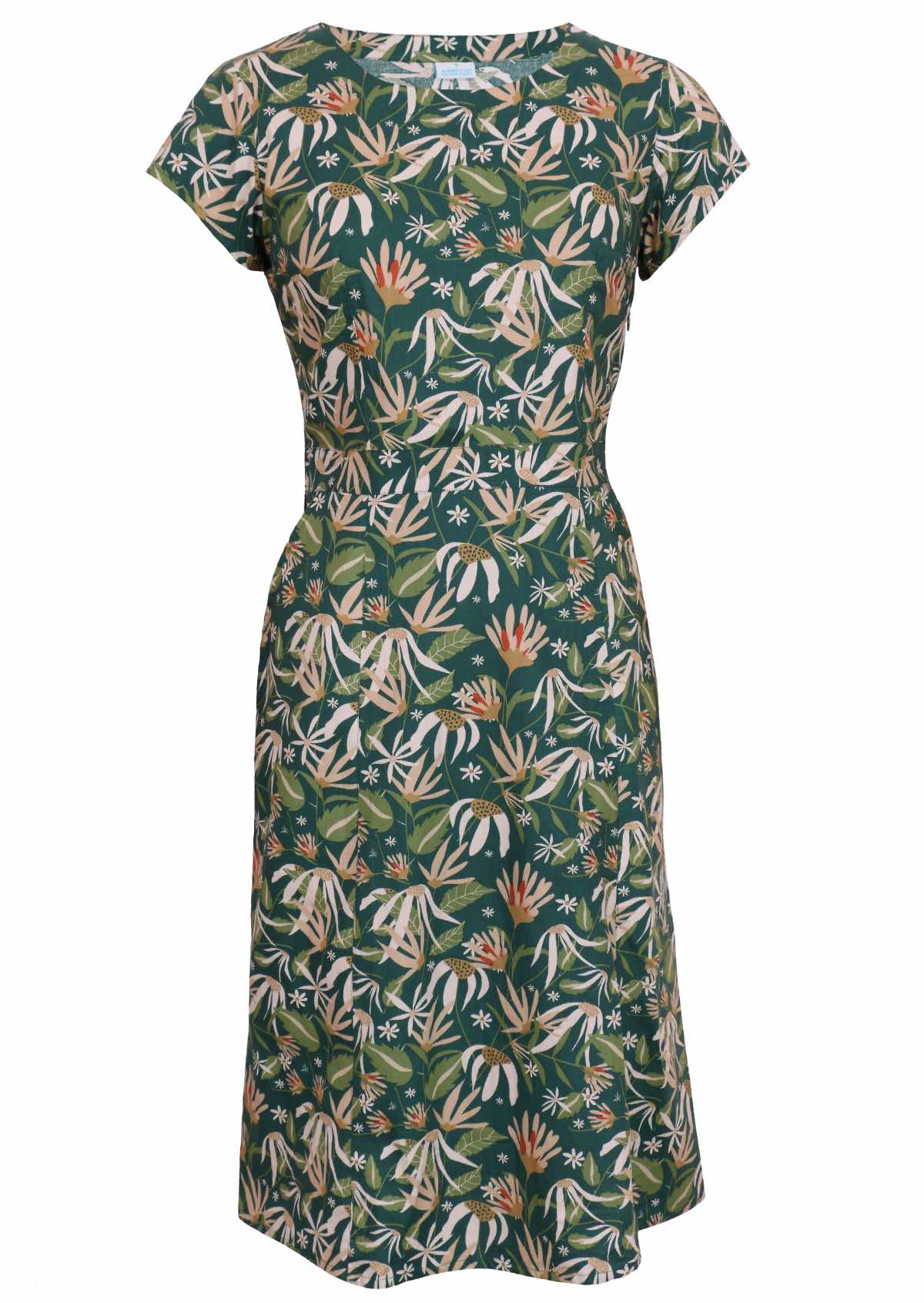 Nina Dress Flannel Flower green floral womens 100 percent cotton sundress with pockets  