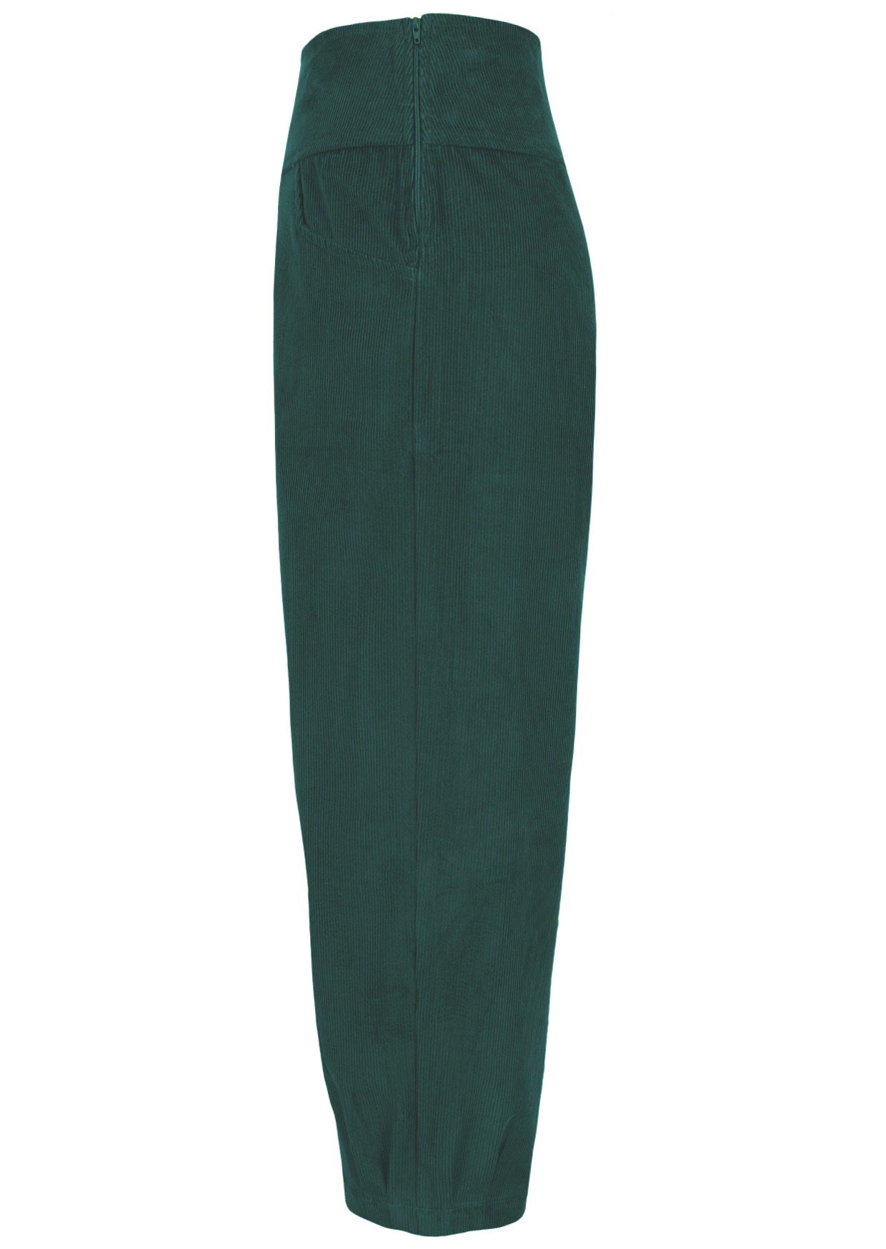 Side view of 100% cotton wide leg cotton corduroy pant in Botanical Garden with side zip.