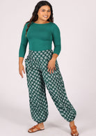 Cotton wide leg pants with elasticated ankles and deep pockets