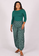 100% cotton harem pants with wide waistband and pockets