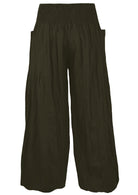back view 100% cotton harem pants in Olive green shade