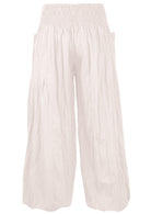 back view 100% cotton harem pants in natural white