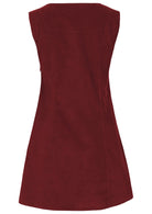 Back  photo of cotton corduroy sleeveless tunic in Cabernet 