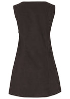 Back photo of cotton corduroy sleeveless tunic in Ganache 