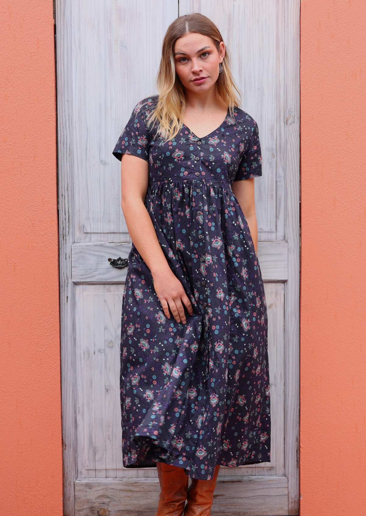 Maxi button through dress best sale