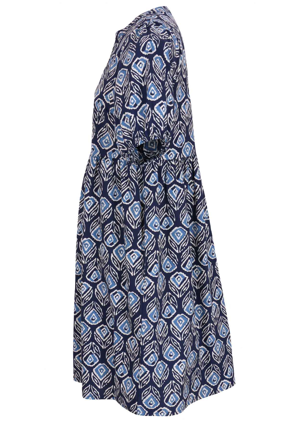 100% cotton dress with white stripes on a navy blue based.