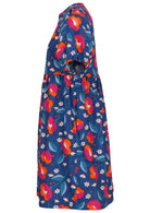 100% cotton dress with royal blue based floral print.
