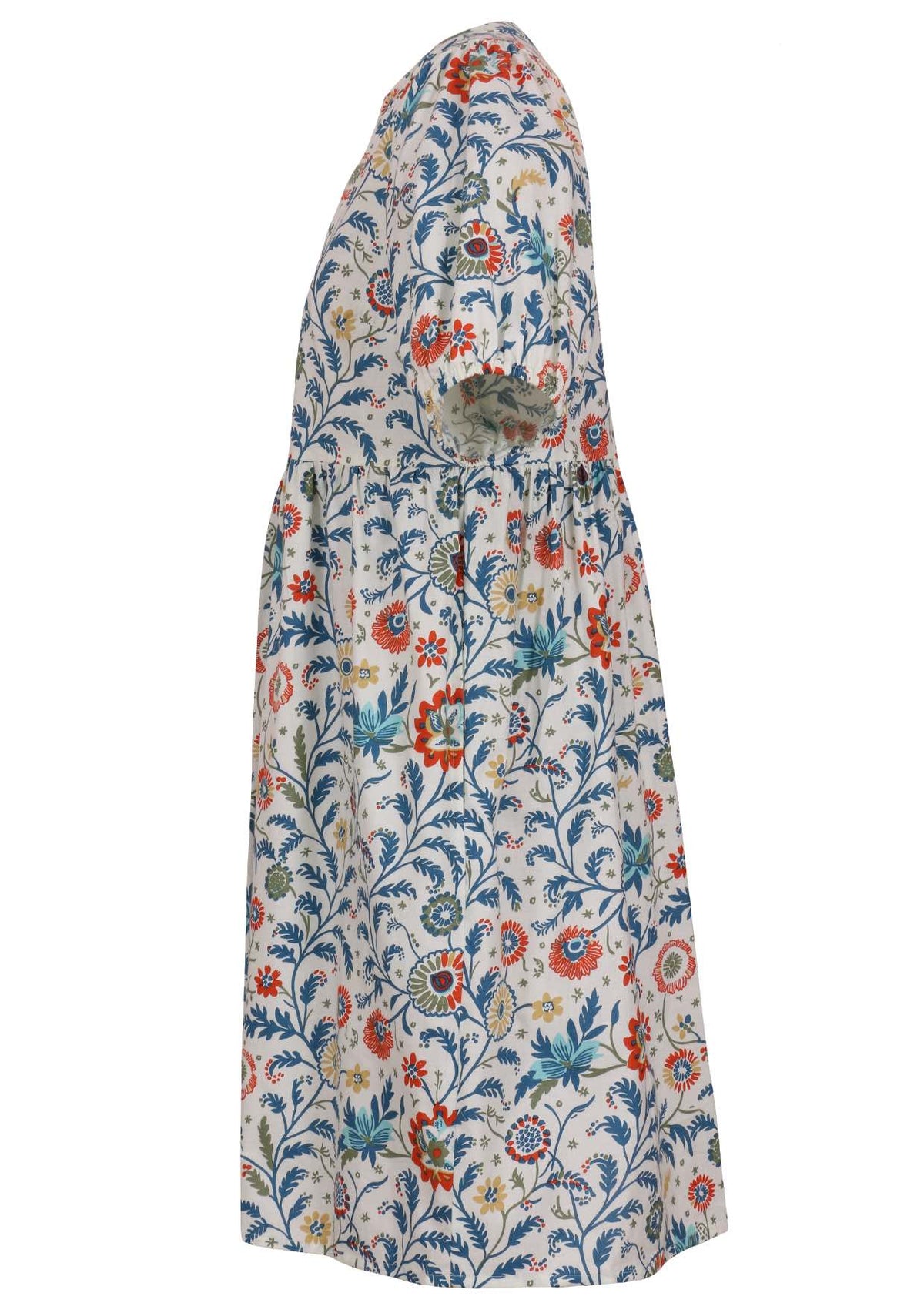 100% cotton dress with white based floral print.