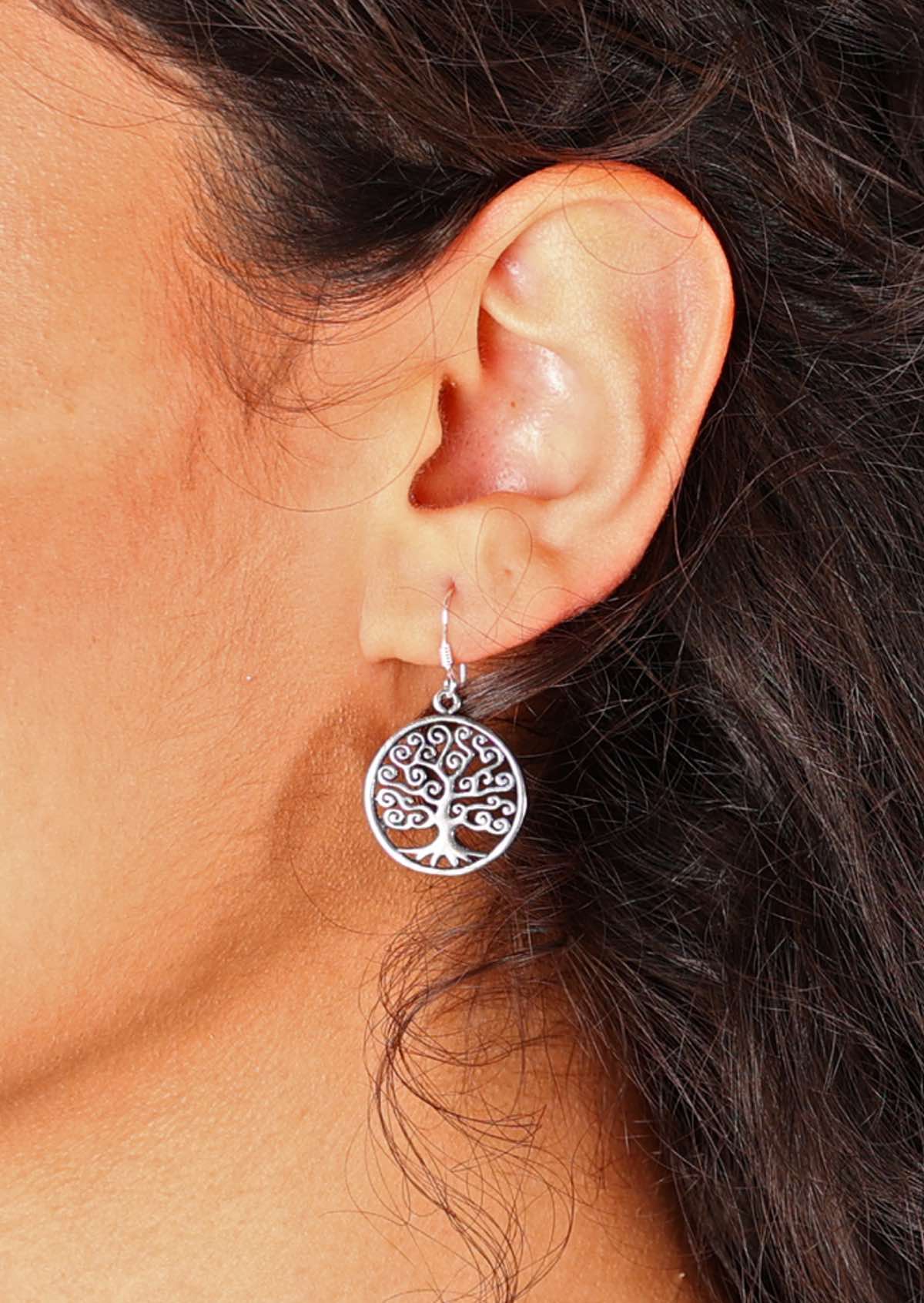 19mm diameter silver earrings suspended from hook