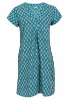 100 percent cotton aqua short sleeve beach dress