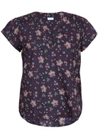 Capped sleeve cotton blouse in an Indian floral print 