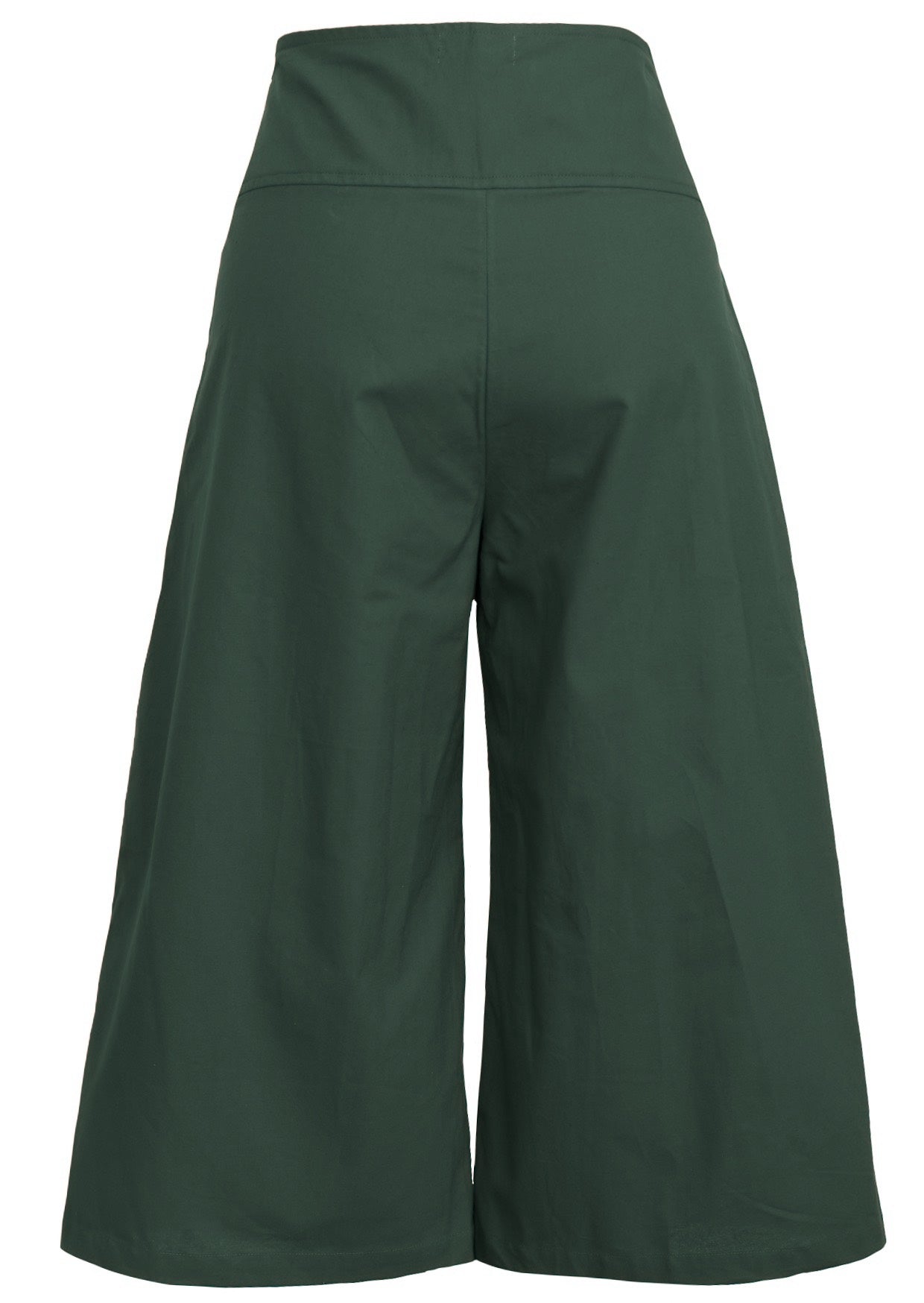 Tenzin Pant Jungle Green | 100% Cotton Wide-leg Capri Pants Plain