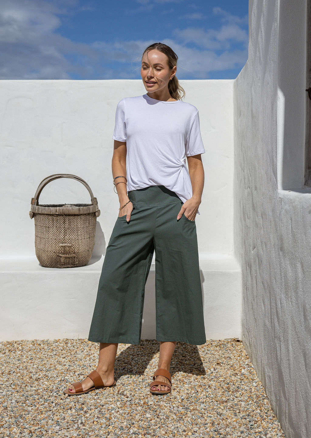 salsation★ Capri Pants★サイズM★ダークグリーン Tenzin Pant Jungle Green | 100% Cotton Wide-leg Capri Pants Plain