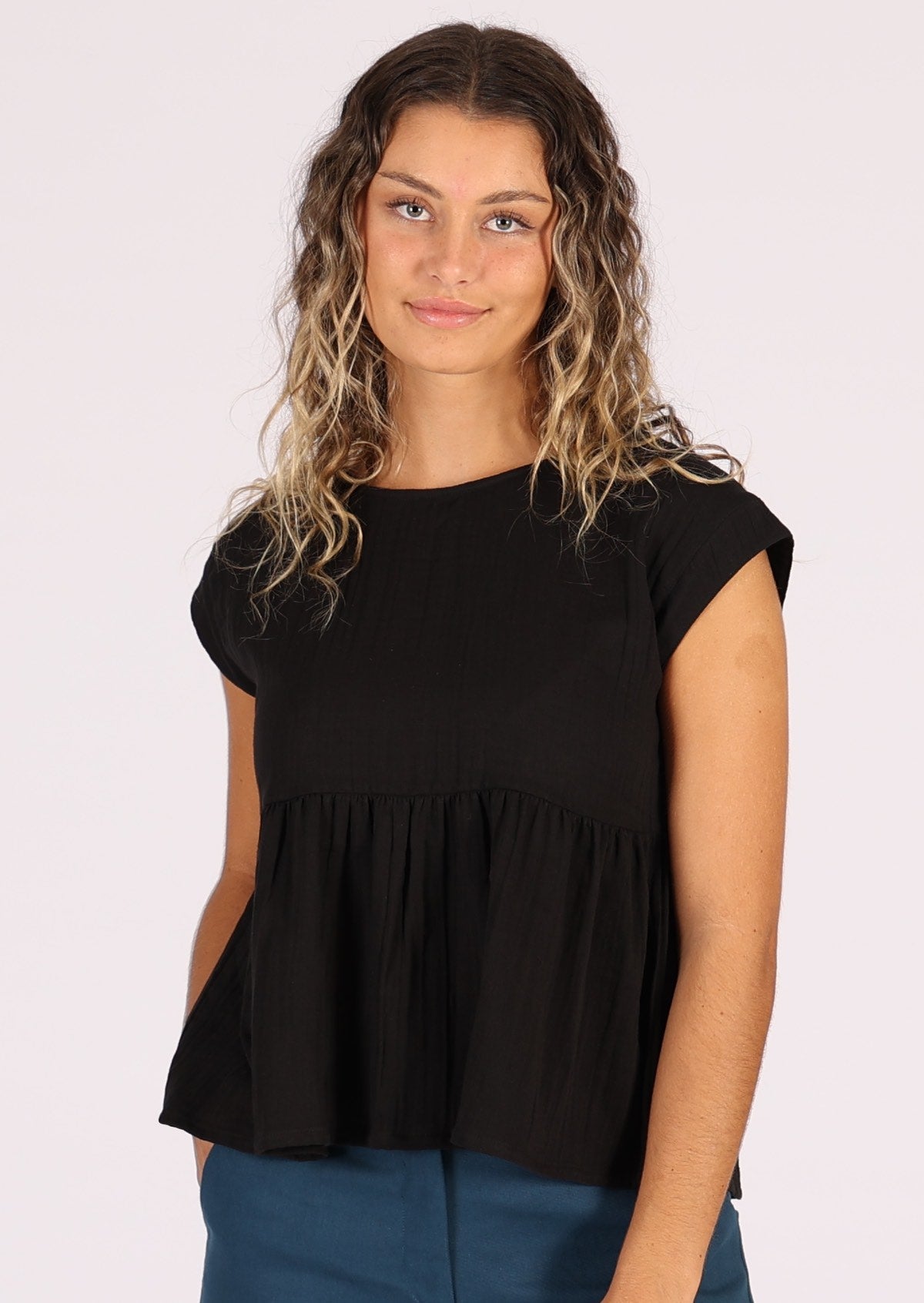 Black peplum top australia online