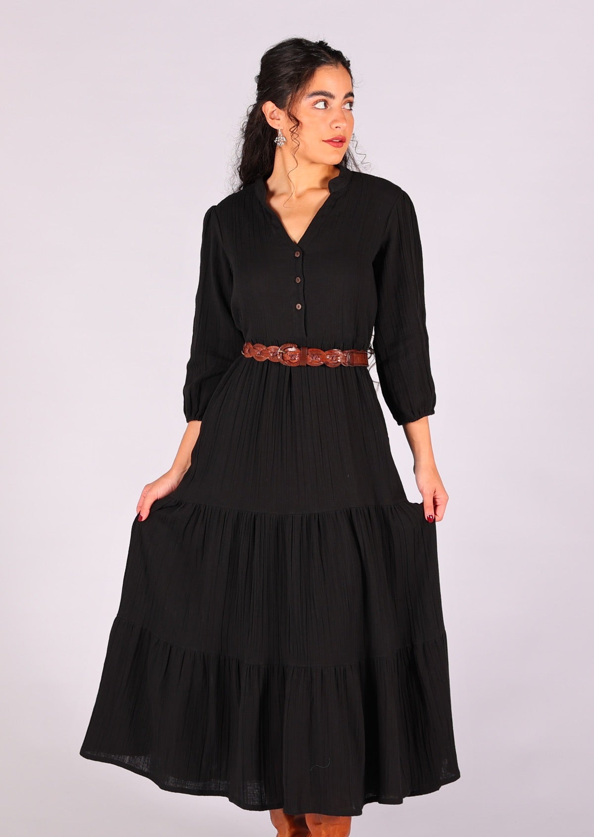 Look amazing and be super comfortable in this double cotton maxi dress