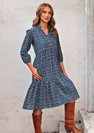 Beautiful blue loose cotton dress works for all occasions