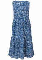  blue 100% cotton floral dress front view