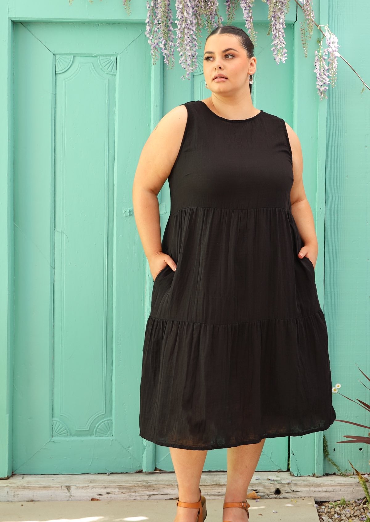 Plus size shop black cotton dress