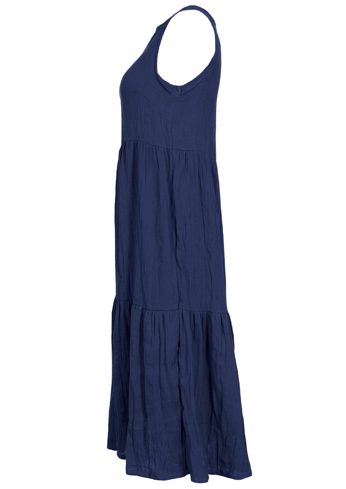 Lovely dark blue double cotton dress with hidden side pockets