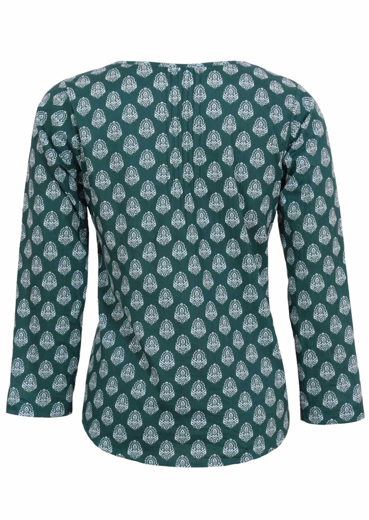 100% cotton long sleeve top in gorgeous green