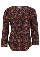 100% cotton long sleeve top with flattering round neckline and tiny pleats details across the bodice.