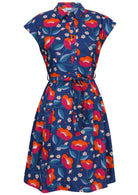 Front view cotton Ursula Dress in Joy print on mannequin