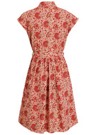 Back view cotton Ursula Dress in Rose print on mannequin