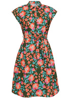 Front view cotton Ursula Dress in Neon Jungle print on mannequin