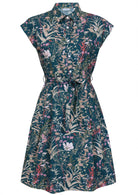 front view cotton Ursula Dress in Verdure print on mannequin