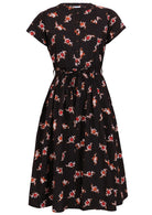 50's style cotton button through midi length dress with a waist tie