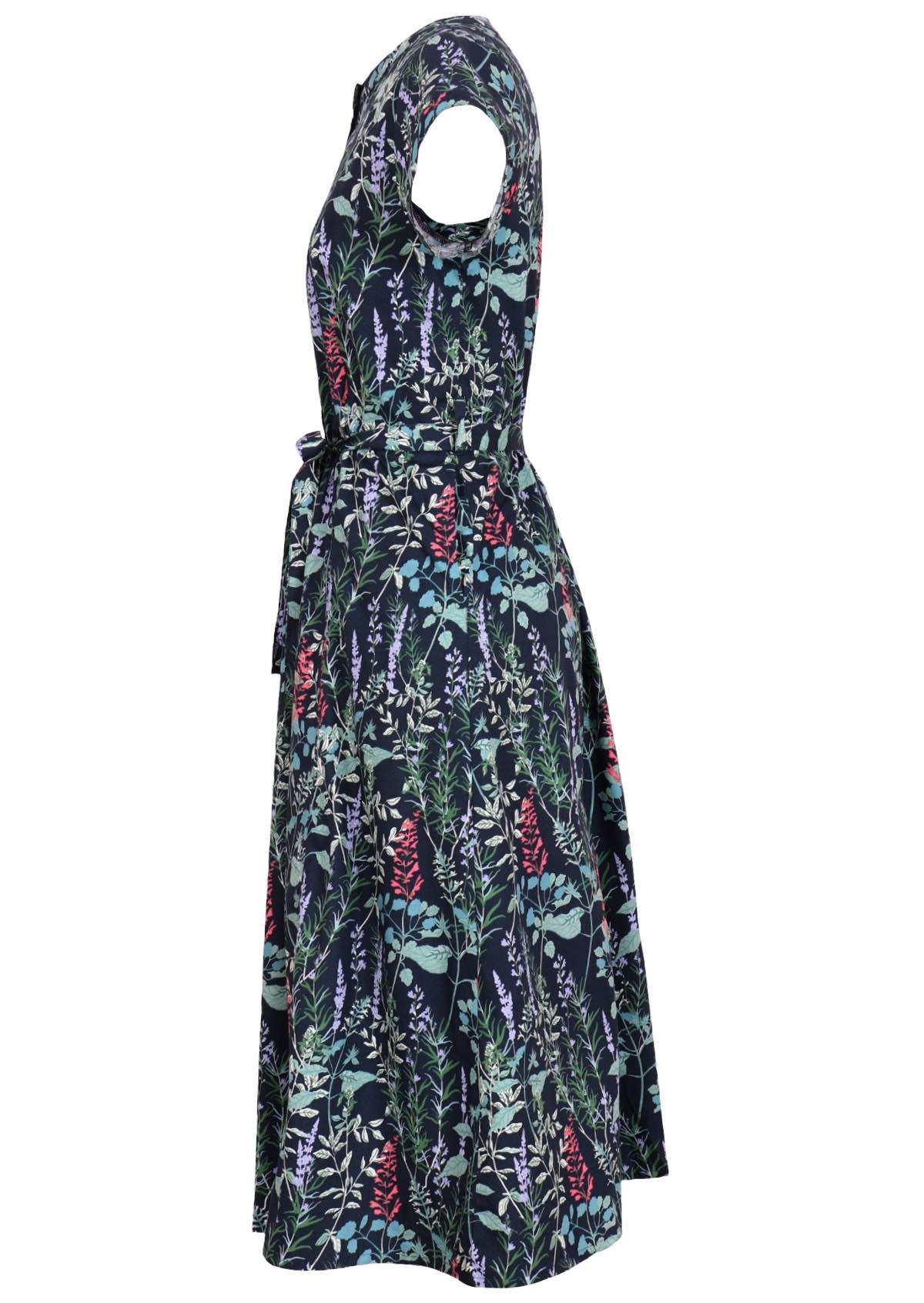 Retro 50 s Style Cotton Dark Teal Floral Print Dress Karma East Australia