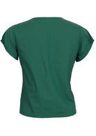 Plain 100% cotton top with cap sleeves in dark green