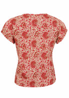Back view of cream based floral print 100% cotton top 