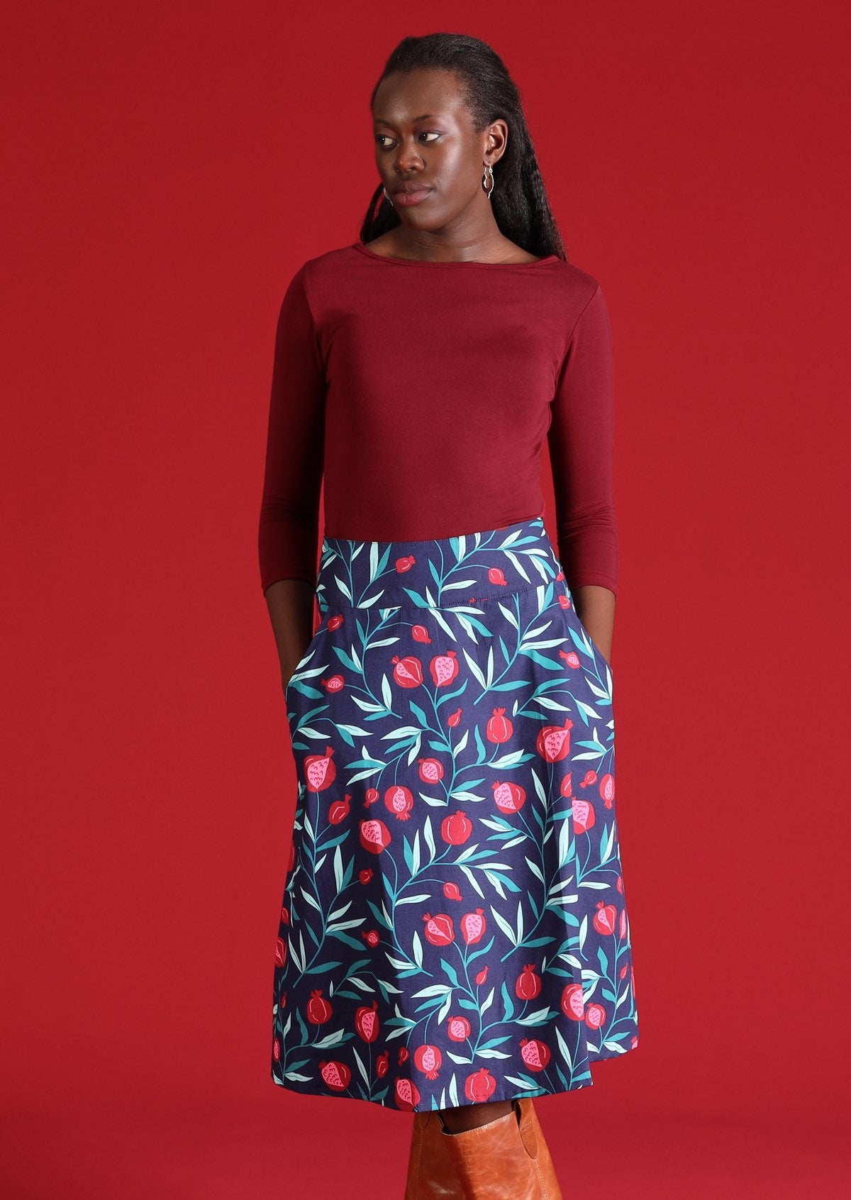 Midi skirt with pockets 100 clearance cotton