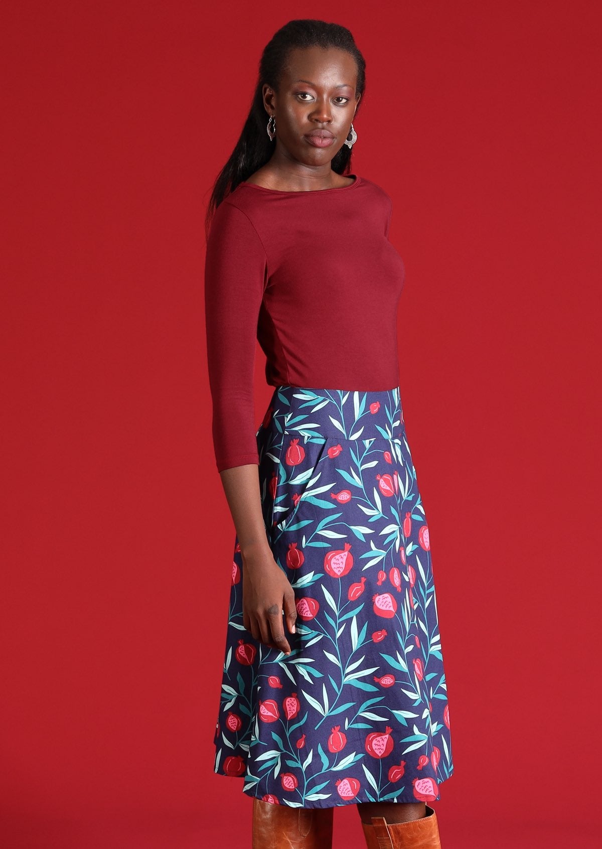 A line skirt shop with pockets cotton