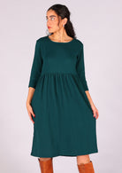 Gorgeous deep teal relaxed fit dress made from lightweight cotton gauze