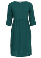 Double cotton dress with round neckline and 3/4 sleeves