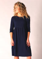 Double cotton loose fit cotton gauze dress in dark blue is super comfortable