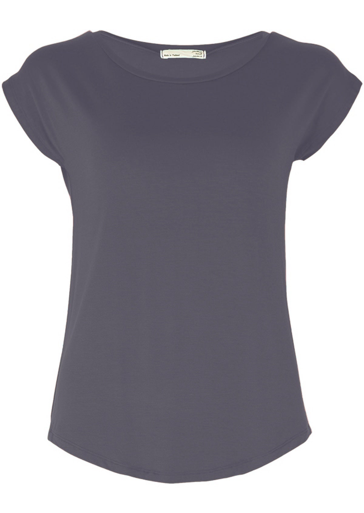Dark grey stretch rayon t-shirt with round neckline