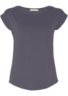 Dark grey stretch rayon t-shirt with round neckline